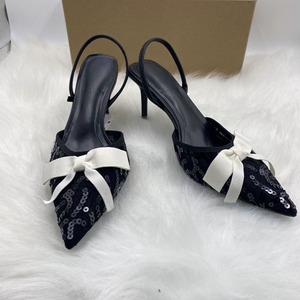 Sandales a Talons Pour Femmes Bowknot <b>Pointed</b> Toe Women Sexy Heeled Sandals Back Strap Comfort Hard Wearing Female Heel Shoes - Product Image 1