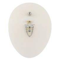Anneau de nombril en acier inoxydable 316 Superstar, chaîne suspendue en lotus, zircon marquise, piercing de nombril en PVD, bijoux de corps