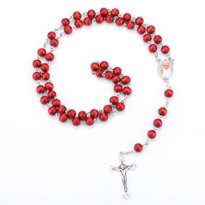 Chapelet catholique Risingmoon en bois rouge, chapelet de l'évêque, collier du pape - Product Image 3