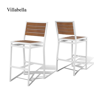 Ensemble de bar extérieur moderne <span class=keywords><strong>Villabella</strong></span> en aluminium avec bois synthétique, 5 pièces, table haute et chaises de bistrot pour jardin, terrasse, usage commercial - Product Image 2