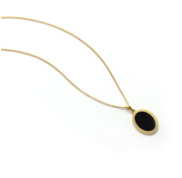 Csja — bijoux empilants pour femmes, Long collier avec pendentif ovale en pierre de forme Antique