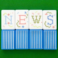 Offre Spéciale – Tapis de Mahjong Américain de Luxe Bleu à 3 Couches, Table de Jeu en Acrylique, Ensemble de Tuiles de Mahjong Familiales Bleues à Rayures et Motifs Nœuds