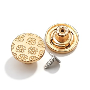 Golden Plating 17mm Jeans <b>Buttons</b> and Rivets Zamac Custom Brand Logo Pattern Jacket Metal <b>button</b> for Jeans Denim Clothing - Product Image 3