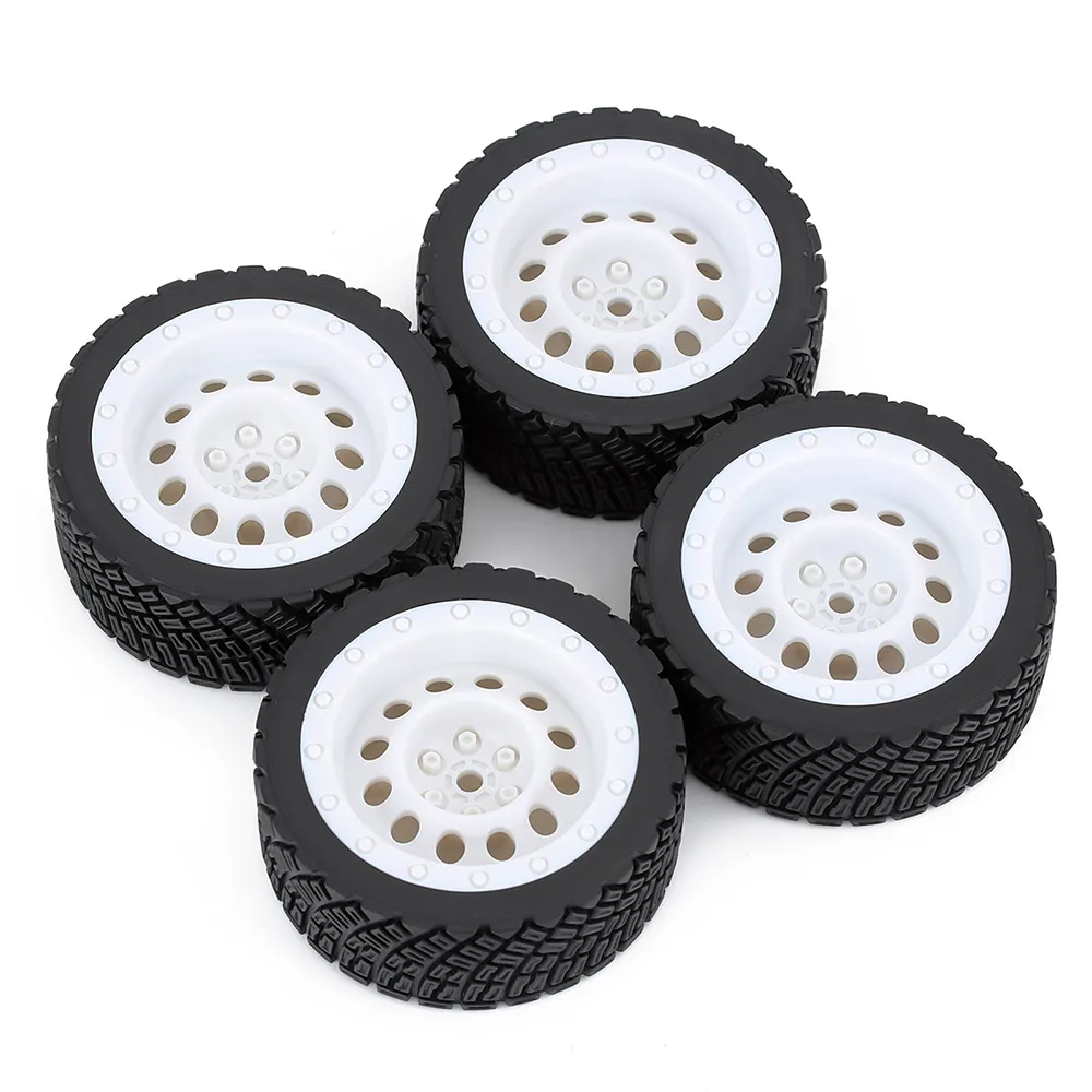 4PCS 12mm Hex 67mm Rubber Tires Wheel Rim for 1/10 scale 94177 Rally WL 144001 RC Car