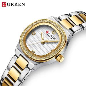 Reloj Curren 9101 para Mujer, Cuadrado, Esfera Pequeña, Manecillas Luminosas, Diamantes de Lujo, Resistente al Agua, Acero Inoxidable, Estilo Elegante, Original - Product Image 1