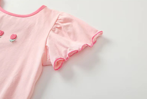 Logo personalizzato Summer Kids Girls Shirt Cute Flower Pink White Cotton Bow neonate Sweet T Shirt - Product Image 5