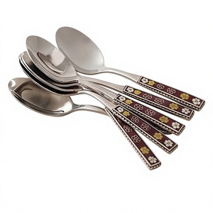 <b>Flower</b> Design Stainless Steel Tea Spoons With Long Handles <b>Mirror</b> Polish Dishwasher Safe For Kitchenware Use - Product Image 1