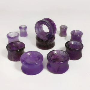 موسعات أذن كلاسيكية QXB على شكل نفق مزينة بحجر الجمشت، هدية خطوبة، مجوهرات ثقب الجسم، موسعات أذن للرجال - Product Image 1