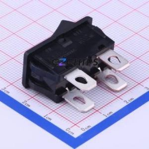 SDDJF30200 Rocker Switch Through hole Component (THT) Switch Concave Bend Solder Tab Black 16A - Product Image 1