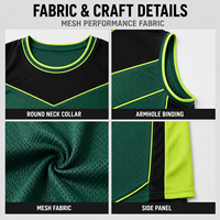 Seragam Basket Pria Model Chevron Hijau Kustom, Set Jersey dan Celana Pendek Bahan Mesh untuk Pertandingan Liga Basket Universitas