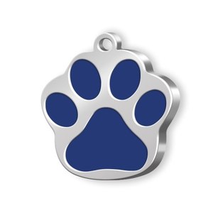 Placa de Identificación para Mascotas, Pequeña, con Forma de Pata, Azul, Metálica, para Perros y Gatos - Product Image 1