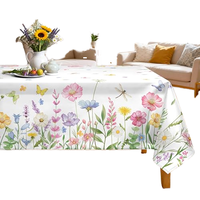Nappe rectangulaire à imprimé floral printanier/estival, imperméable, résistante aux taches, lavable, en polyester durable