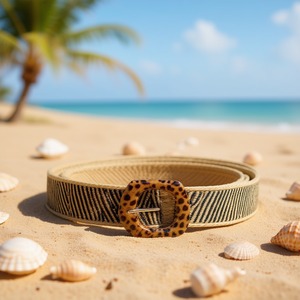 Cintura in resina con stampa leopardata e fibbia in resina, larga 5 cm, cintura alla moda per donna - Product Image 2