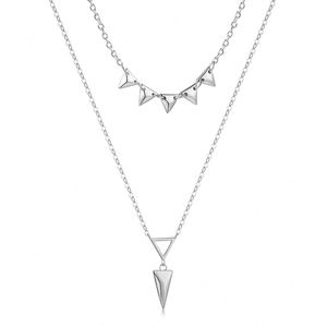 Dylam Elegant Jewelry Stylish 925 Sterling Silver Rhodium 18K Gold Plated Muliti-layer Triangle Pendant <b>Necklace</b> - Product Image 1