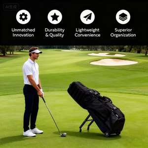 सटीक फ़ंक्शन प्रकार 4 व्हील टिकाऊ गोल्फ यात्रा बैग रिट्रेटेबल धातु समर्थन पहियों कस्टम कवर के साथ - Product Image 6