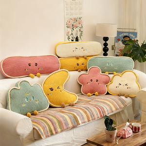 Coussins en velours côtelé étoile, lune et nuage, coussins de canapé pour enfants et oreillers de lit, accessoires de décoration doux pour la maison - Product Image 6