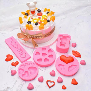 Valentine's Day Heart Bear Lips Fondant Silicone Mold Cake Decorating Tool Pink Love Letter Shape - Product Image 1
