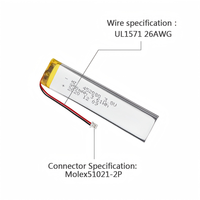 شركة HZ المتخصصة في تصنيع بطاريات الليثيوم بوليمر، تقدم بطاريات LED مخصصة طراز HZ 452080 بسعة 950 مللي أمبير وجهد 3.8 فولت، بطاريات ليثيوم فوسفات الحديد عالية الجهد 500