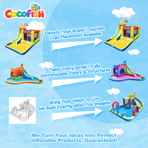 Château gonflable sur le thème de l'excavatrice Cocofish, structure gonflable en tissu Oxford avec toboggan et <span class=keywords><strong>piscine</strong></span> à jets pour les fêtes d'enfants - Product Image 5