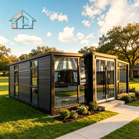 Villa de luxe préfabriquée extensible de 20 pieds de qualité supérieure Maison conteneur pliable de 2 à 3 chambres Fenêtres panoramiques pour immeubles de bureaux côtiers