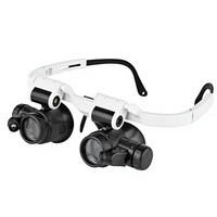 Loupe frontale la plus vendue pour la réparation de montres, la gravure, la numismatique, l'évaluation de bijoux, avec ensemble de 3 lentilles et éclairage LED HD