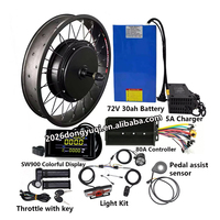 Kit de conversion de moteur de moyeu arrière pour vélo électrique Fat Bike 20 pouces 60V 72V 3000W 20x4.0 20*4.0 avec batterie 30Ah