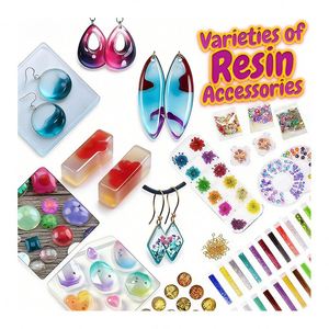 Hard Crystal Clear Resin Jewelry <b>DIY</b> <b>Kit</b> UV Resin LED Lamp Silicone Molds Glitter Foil MODEL Keychain Flowers Pendants Earrings - Product Image 5