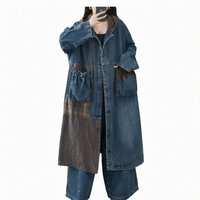 Manteau en jean pour femme, veste longue ample, style vintage décontracté, vêtement d'extérieur oversize pour l'automne