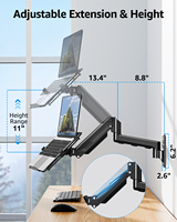 Support mural réglable pour ordinateur portable jusqu'à 27 pouces avec plateau ventilé