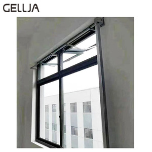 แขนโยกหมุนด้วยมือม้วนเดียวแบบทันสมัยกรอบอลูมิเนียมกระจกกลวงต่ำหน้าต่างกันเสียงเปิดแบน - Product Image 5