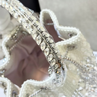 Pochette de soirée de luxe scintillante de style créateur, faite à la main, pour mariage et fête, avec logo personnalisé, vente en gros, mini sac géométrique en strass de cristal