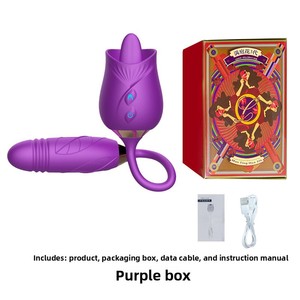 Vibrateur en silicone en forme de rose, extenseur de langue insérable pour femme, avec fonction de succion clitoridienne. - Product Image 6