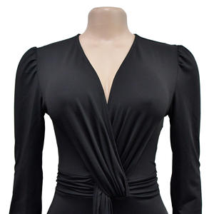 Q31227 웨딩 파티 이브닝 드레스 아프리카 여성 주름 장식 앞면 V넥 하이 슬릿 사이드 칵테일 드레스 - Product Image 3