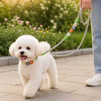 Laisse pour chien personnalisée en paracorde tressé de coton, faite à la main, de luxe, élégante, accessoires pour animaux de compagnie, motif floral, adorable.