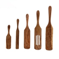 Spatule de cuisine en bois de teck, cuillère ajourée, ustensile de cuisson pour poêle antiadhésive, cuisson et salade