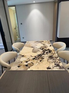 Baxter Patagonia tavolo da pranzo in granito con gamba in metallo per soggiorno Patagonia tavolo da pranzo 6 Perons tavolo da pranzo - Product Image 4