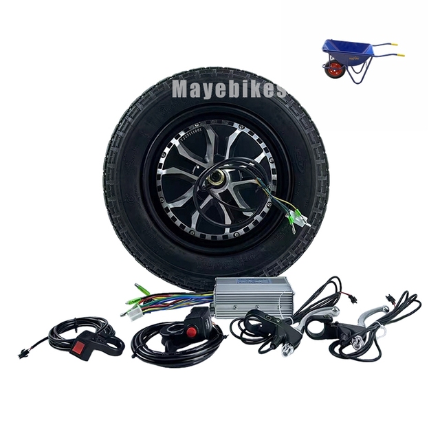 Electric Wheelbarrow Motor 10inch 36v 48v 500w 1000w Gearless Brushless Wheelbarrow Motor Conversion Kit for Hand Scooter