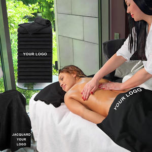 Toallas de Salón de Belleza Personalizadas Antidecoloración de Algodón Negro con Logo Bordado de Calidad Estándar OKEO-TEX - Product Image 4