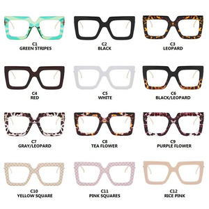 高品質大型フレームスクエアプレーンメガネ女性用ファッションクラシック光学眼鏡アンチブルーライトコンピュータメガネ - Product Image 2