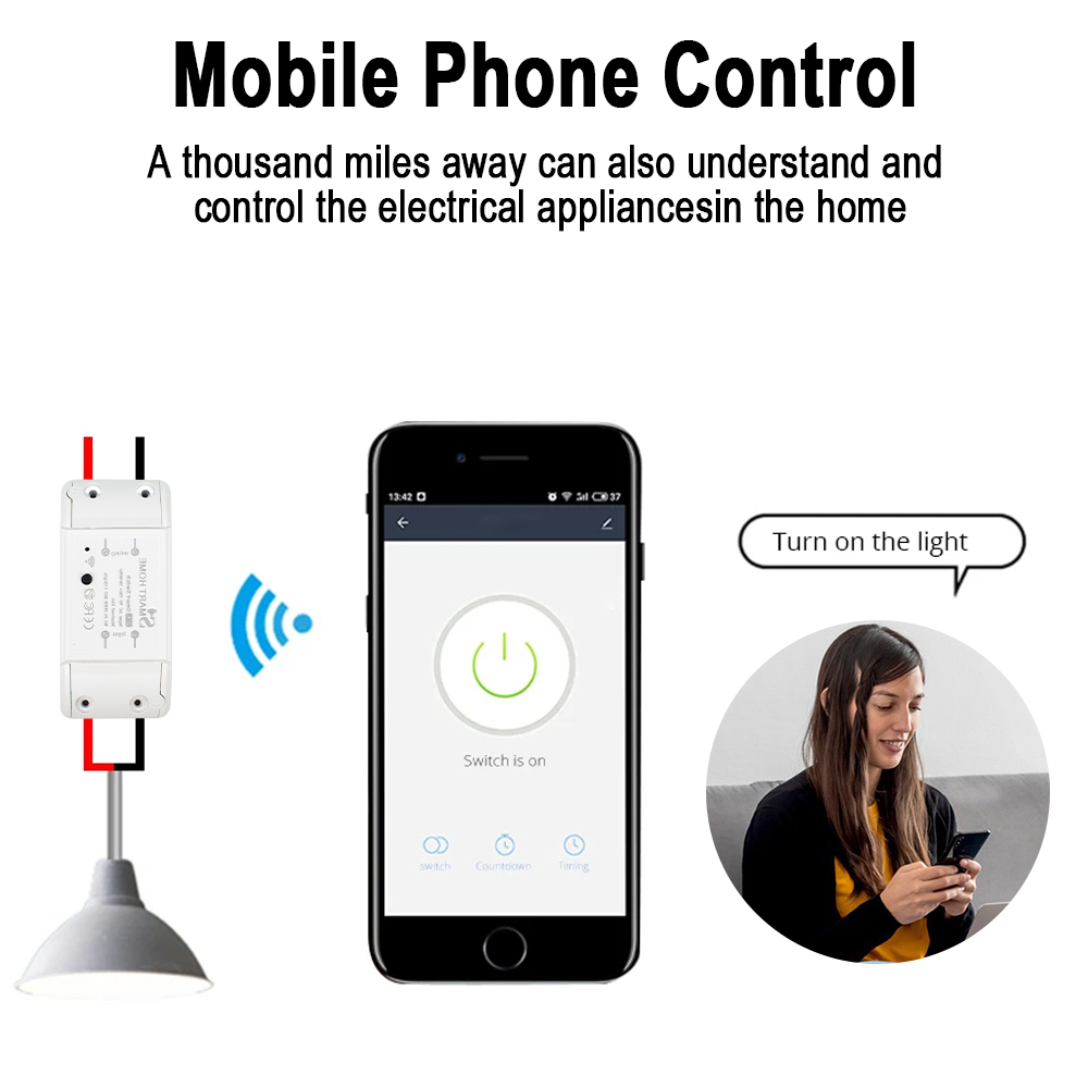 Works with Tuya WiFi Smart Switch APP Wireless Controller Universal Breaker Timer 90-250V 10A Smart Life Home Work Switch · image 3