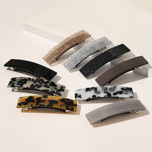 Exquisitas Pinzas de Pelo Rectangulares de Acetato de Celulosa para Mujer, Elegantes Horquillas con Brillantes de Aleación, Accesorios para el Cabello - Product Image 1