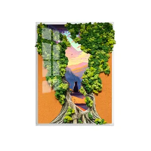 Sanat yosun bitki dekoratif boyama kuzey avrupa Modern sundurma boyama orman kız asılı boyama