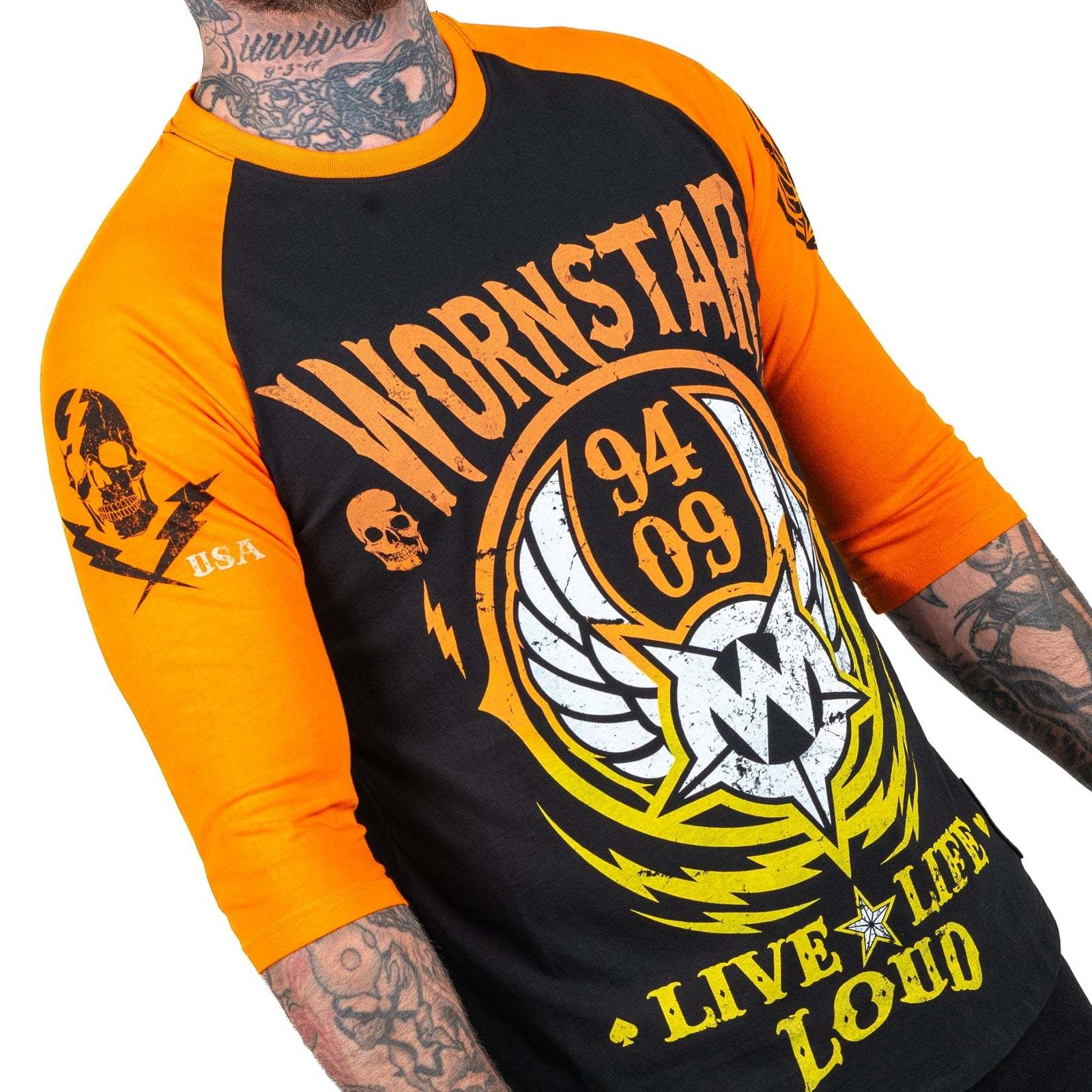 Men's Three-Quarter Sleeves Raglan Neck 100% Cotton Slim Fit Oversized Leisure Fitness Sports Hip Hop Long T-shirts-Wholesale
