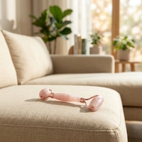 Rouleau de massage portable en quartz et jade au design raffiné pour le visage, le cou et les yeux, avec logo personnalisé OEM, pour usage domestique, fabriqué au Guangdong