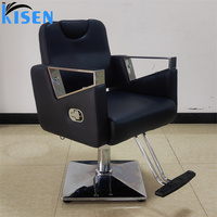 Fauteuil de Barbier Kisen Luxury Beauty Noir Contemporain, Chaise de Salon pour Enfants, Fauteuil de Coiffure avec Grande Pompe Hydraulique, Mobilier de Salon