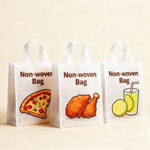 Sac non tissé imprimé Burger Beverage, pour la livraison de restauration rapide, les courses quotidiennes, les restaurants, usage personnel, design charmant, sac non tissé - Product Image 2