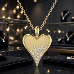 Collar con Colgante de Corazón Chapado en Oro de 14K, Cadena con Eslabones, Joyería Moderna para Mujer, Regalo de Aniversario - Product Image 3