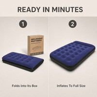 Matelas Gonflable avec Oreiller Intégré, Lit Floqué 190x100x25cm, Camping Extérieur, Vente en Gros, OEM ODM, Usine