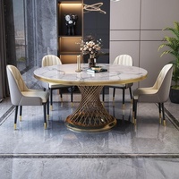 Ensemble de table à manger ronde de luxe moderne Meubles de maison élégants avec marbre artificiel en acier inoxydable pour le salon et l'hôtel