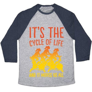 T-shirt de baseball unisexe en tissu mélangé avec impression blanche « It's the Cycle of Life Spinning Parody » - Product Image 2
